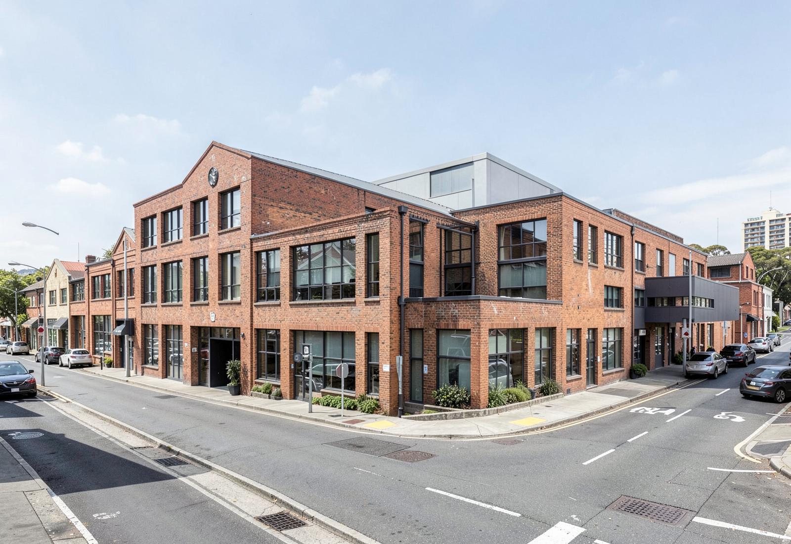 Converted brick commercial buildings in a Melbourne city-fringe precinct
