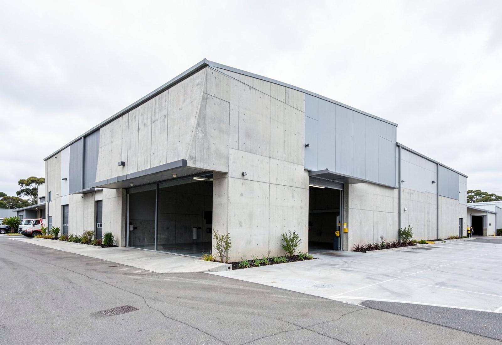 Modern concrete industrial warehouse in Melbourne