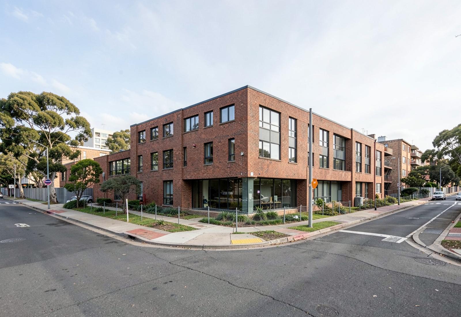 Brick commercial building on a prominent Melbourne corner site