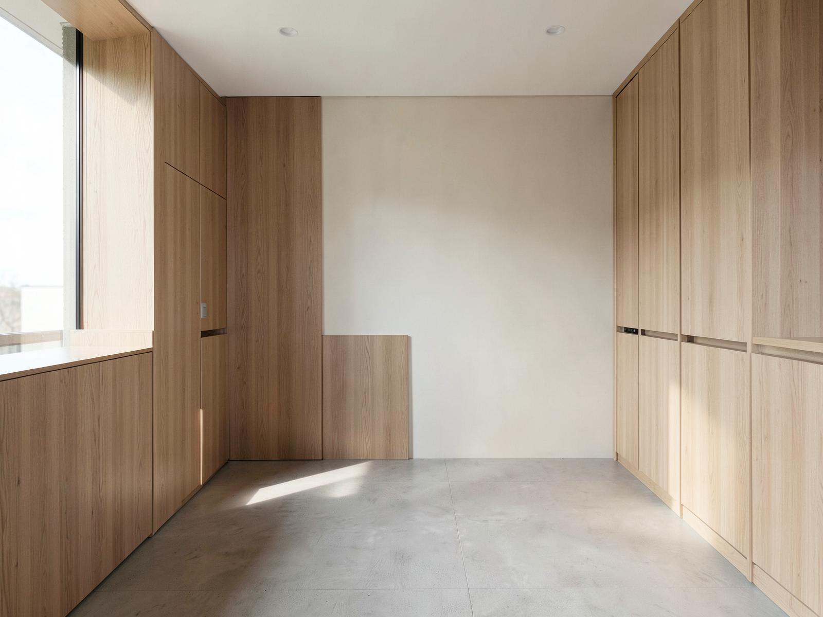 Quiet consulting suite interior with timber joinery and natural light.
